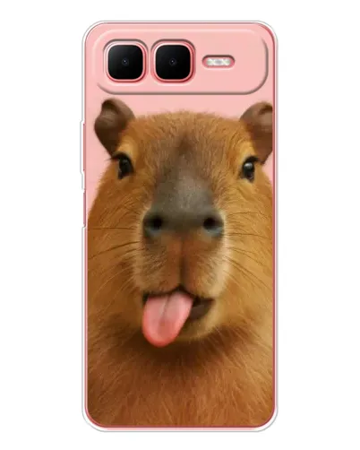 Чехол для Infinix Smart 10 Plus с картинкой «Капибара с языком»