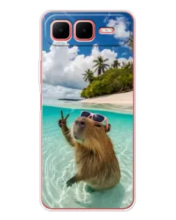 Чехол для Infinix Smart 10 Plus с картинкой «Капибара на море»