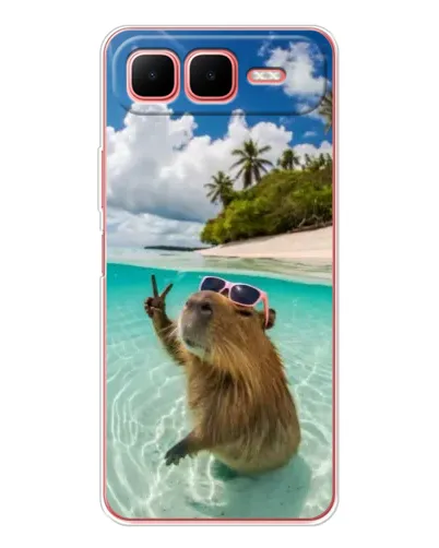 Чехол для Infinix Smart 10 Plus с картинкой «Капибара на море»