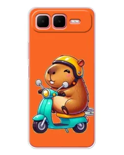 Чехол для Infinix Smart 10 Plus с картинкой «Капибара на скутере»