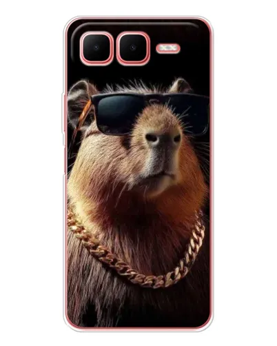 Чехол для Infinix Smart 10 Plus с картинкой «Капибара золотая цепь»
