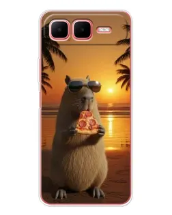 Чехол для Infinix Smart 10 Plus с картинкой «Капибара с пиццей»
