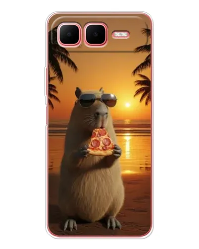 Чехол для Infinix Smart 10 Plus с картинкой «Капибара с пиццей»
