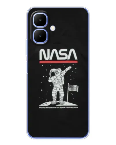 Чехол для Infinix Smart 10 с картинкой «NASA — шагаем по Луне»