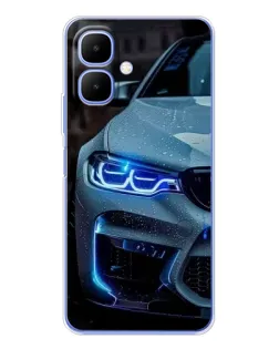 Чохол для Infinix Smart 10 з картинкою «Погляд BMW з синіми фарами»