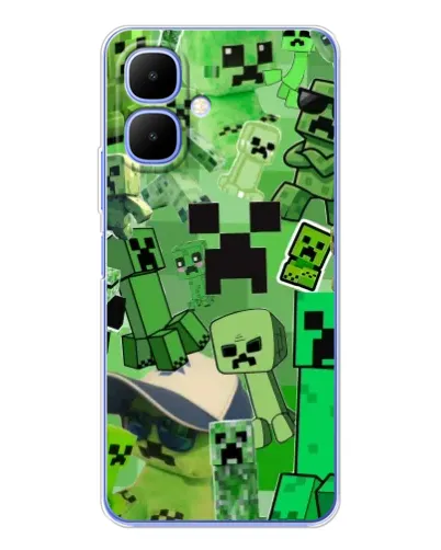 Чехол для Infinix Smart 10 с картинкой «Криперы Minecraft»