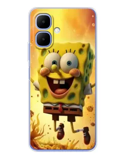 Чохол для Infinix Smart 10 з картинкою «Губка Боб стрибає»