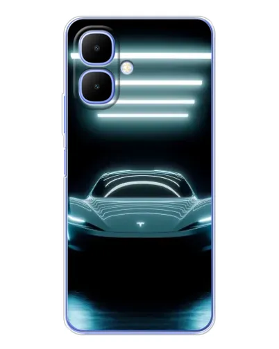 Чехол для Infinix Smart 10 с картинкой «Tesla в неоне»