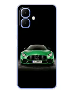 Чехол для Infinix Smart 10 с картинкой «Mercedes — неоновый лого»