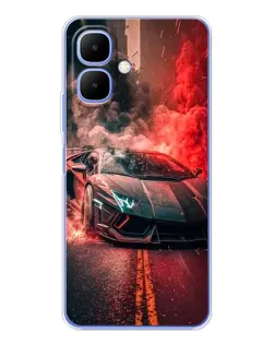 Чехол для Infinix Smart 10 с картинкой «Lamborghini красный дым»