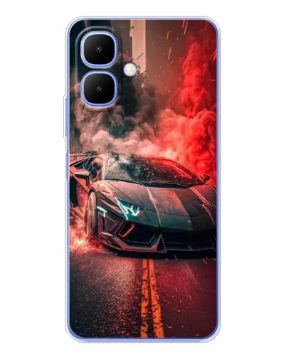 Чехол для Infinix Smart 10 с картинкой «Lamborghini красный дым»