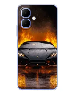 Чехол для Infinix Smart 10 с картинкой «Lamborghini в огне»