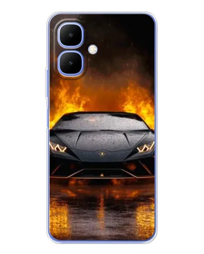 Чехол для Infinix Smart 10 с картинкой «Lamborghini в огне»