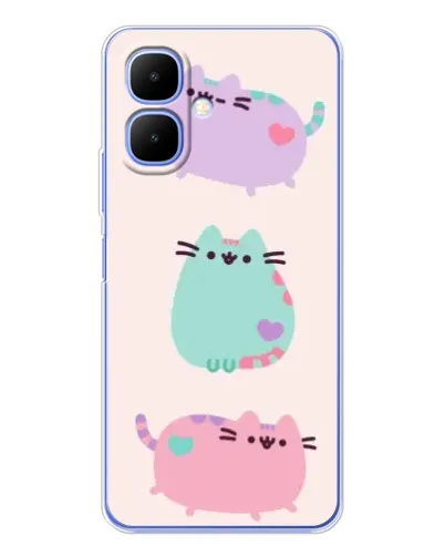 Чехол для Infinix Smart 10 с картинкой «Pusheen трио»