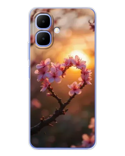 Чехол для Infinix Smart 10 с картинкой «Розовый цвет сердце на фоне заката» Чехол для Infinix Smart 10 с картинкой «Розовый цвет сердце на фоне заката»