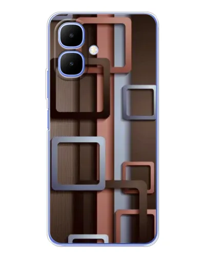 Чехол для Infinix Smart 10 с картинкой «Коричневые объемные квадраты»