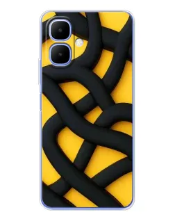Чехол для Infinix Smart 10 с картинкой «Черное желтое переплетение»