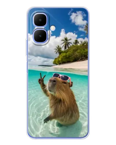 Чехол для Infinix Smart 10 с картинкой «Капибара на море»