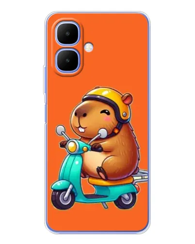 Чехол для Infinix Smart 10 с картинкой «Капибара на скутере»