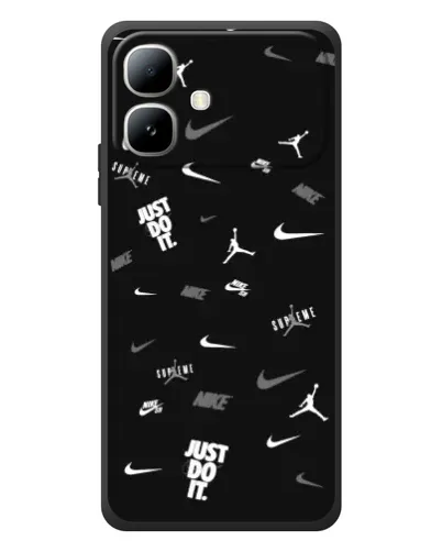 Чехол для Infinix Smart 20 с картинкой «Nike Black Pattern» Чехол для Infinix Smart 20 с картинкой «Nike Black Pattern»