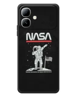 Чехол для Infinix Smart 20 с картинкой «NASA — шагаем по Луне»