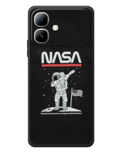 Чехол для Infinix Smart 20 с картинкой «NASA — шагаем по Луне»