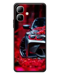 Чехол для Infinix Smart 20 с картинкой «Спортивная BMW и цветы»