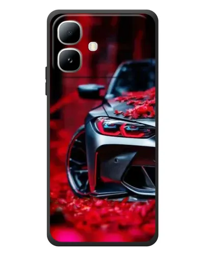 Чехол для Infinix Smart 20 с картинкой «Спортивная BMW и цветы»