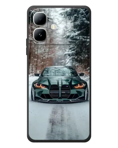 Чехол для Infinix Smart 20 с картинкой «BMW в зимнем лесу»
