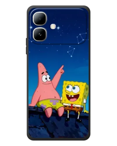 Чехол для Infinix Smart 20 с картинкой «Губка Боб и Патрик ночью»