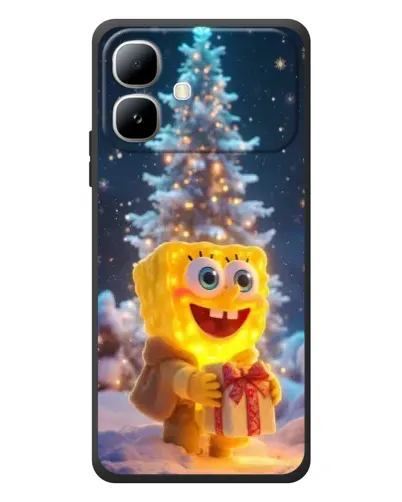 Чехол для Infinix Smart 20 с картинкой «Рождественский Спанч Боб»