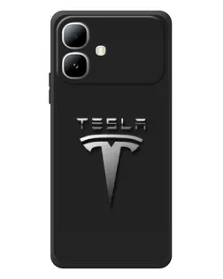 Чехол для Infinix Smart 20 с картинкой «Стальной логотип Tesla»
