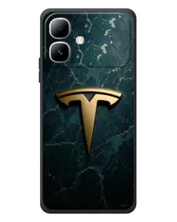 Чехол для Infinix Smart 20 с картинкой «Мраморная Tesla Gold»