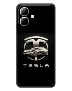 Чехол для Infinix Smart 20 с картинкой «Tesla — серебристое авто»