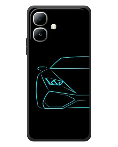 Чехол для Infinix Smart 20 с картинкой «Голубой силуэт Lamborghini»