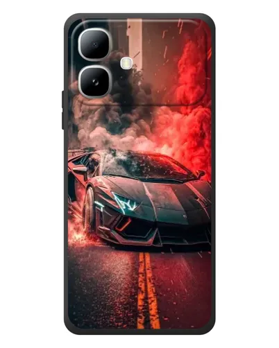 Чехол для Infinix Smart 20 с картинкой «Lamborghini красный дым»