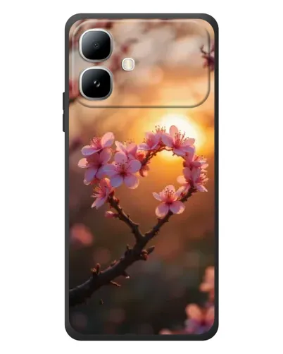 Чехол для Infinix Smart 20 с картинкой «Розовый цвет сердце на фоне заката»