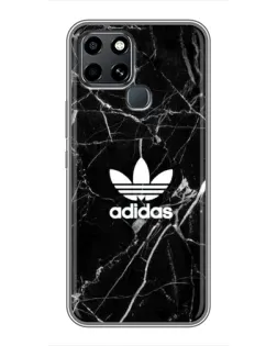 Чехол для Infinix Smart 6 с картинкой «Белый мрамор Adidas»