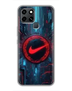 Чехол для Infinix Smart 6 с картинкой «Техногенный стиль Nike»