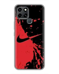 Чехол для Infinix Smart 6 с картинкой «Красные брызги Nike»