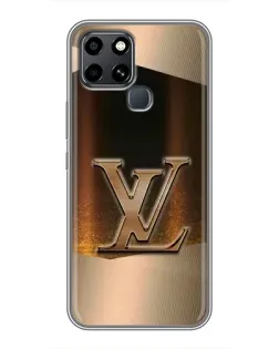 Чехол для Infinix Smart 6 с картинкой «LV — золотое сияние»