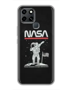 Чехол для Infinix Smart 6 с картинкой «NASA — шагаем по Луне»