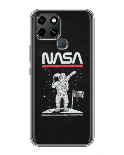 Чехол для Infinix Smart 6 с картинкой «NASA — шагаем по Луне»