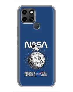 Чехол для Infinix Smart 6 с картинкой «NASA — лунная миссия»