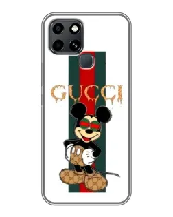 Чехол для Infinix Smart 6 с картинкой «Микки Маус Gucci — полосы»