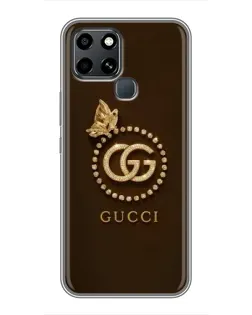 Чехол для Infinix Smart 6 с картинкой «Gucci — золотая бабочка»