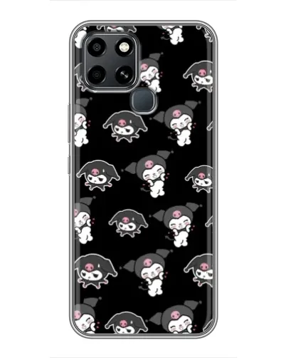 Чехол для Infinix Smart 6 с картинкой «Черный паттерн Kuromi»