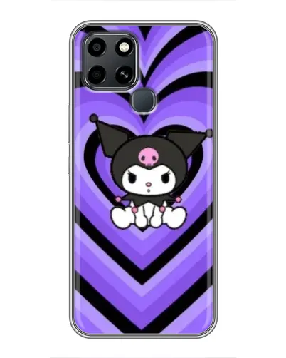 Чехол для Infinix Smart 6 с картинкой «Kuromi и фиолетовые сердца»