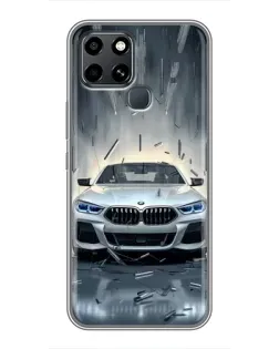 Чехол для Infinix Smart 6 с картинкой «BMW в свете фар»