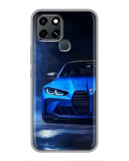 Чехол для Infinix Smart 6 с картинкой «Голубая BMW M4»